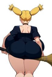 ai_generated backboob bottom_heavy broom gigantic_breasts hi_res holding_object hourglass_figure hyper_breasts jujutsu_kaisen nishimiya_momo portrait round_ass round_butt top_heavy walking_away wide_hips