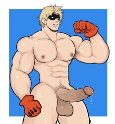 abs balls bara biceps big_balls big_penis boku_no_hero_academia boner erection fatgum hoybarartist male male_nipples male_only manly muscular_male my_hero_academia nipples nude pecs penis precum precum_drip solo solo_male taishiro_toyomitsu toyomitsu_taishirou