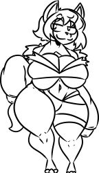 big_breasts breasts character_request cleavage female furry huge_breasts kingretrokirby tagme thick_thighs wide_hips