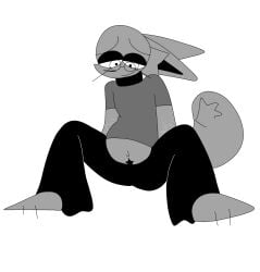 black_fur black_pants doctor_(springlesmaster) furry furry_only gray_fur gray_tail grey_fur grey_tail male_pregnancy male_pregnant mpreg pregnant selfharm_scars springlesmaster