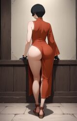 1girls ai_generated ass_bigger_than_head back_view bare_shoulders black_eyes black_hair blush boruto:_naruto_next_generations bottom_heavy breasts china_dress chinese_clothes dress eepol faceless_female fat_ass female female_only full_body gloves indoors inviting inviting_to_sex kurotsuchi leaning light-skinned_female light_skin lying lying_down lying_on_bed lying_on_stomach mature mature_female mature_woman nakadashi naked naruto naruto_(series) pale-skinned_female pixie_cut presenting presenting_ass shiny shiny_hair shiny_skin short_hair single_sleeve single_slit_dress skindentation solo solo_female solo_focus spreading teasing teasing_viewer thick_ass upper_body