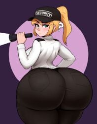 1girls ? animated ass_body ass_focus backboob big_ass big_breasts blonde_hair clothed exaggerated_anatomy fat_ass female female_only five_nights_at_freddy's five_nights_at_freddy's:_security_breach green_eyes huge_ass live2d looking_at_viewer monkechrome quesountuoso solo solo_female twitter_username unrealistic_proportions vanessa_(fnaf)