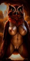 ai_generated breast elf_owl female furry guardians_of_ga'hoole gylfie naked owl pussy semi-anthro