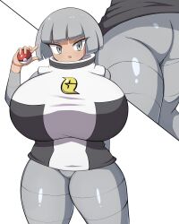 1girls big_ass blush breasts breasts_bigger_than_head female female_only huge_breasts jaga334 pokemon pokemon_dppt team_galactic team_galactic_grunt team_galactic_grunt_(female) uniform