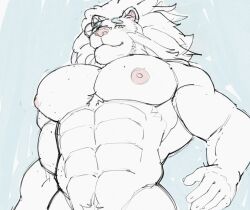 bara big_muscles male male_only monochrome muscles muscular no_visible_genitalia nude ripped-saurian snow_(tokyo_afterschool_summoners) solo solo_male tokyo_afterschool_summoners