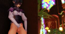 elezen elf erection exhibitionism femboy femboy_only final_fantasy_xiv jerking masturbation moaning penis public public_nudity solo testicles uncensored