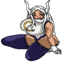 big_muscles boku_no_hero_academia breasts bunny_girl heach_art hero mirko miruko pixel pixel_art rumi_usagiyama white_background