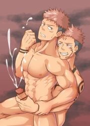 2boys abs anal anal_sex censored cum ejaculation erect_nipples erect_penis erection gay gay_anal gay_male grabbing_penis hand_on_penis incest itadori_yuuji jujutsu_kaisen male male/male male_only masturbating masturbation muscles muscular muscular_male naked naked_male nipples nude nude_male old_man older_male pecs pectorals penetration pink_hair pink_nipples ryotaro_810 ryoumen_sukuna_(jujutsu_kaisen) sex spread_legs tattoos yaoi younger_male