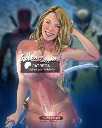 actress armpit armpits blake_lively boobs_bigger_than_head boobs_out boobs_pressed breasts breasts_bigger_than_head celeb celebrities celebrity darkstrator deadpool_&_wolverine_(2024) deadpool_(film) deadpool_corps disney fanart katana lady_deadpool ladypool ladypool_(blake_lively) marvel marvel_cinematic_universe marvel_comics movie patreon patreon_artist peak peaking pixiv pose smile smile_at_viewer smiley_face smiling_at_viewer spandex spandex_suit superheroine unmask unmasked unmasking walking_towards_viewer