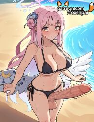 1futa 2025 2d ai_generated angel angel_wings artist_name balls beach bikini black_bikini blue_archive blush breasts bust chest cock collarbone dick erection foreskin foxenpai futanari hair_bun hi_res high_quality high_resolution highres huge_cock intersex large_balls large_penis large_testicles long_hair mika_(blue_archive) navel ocean one_side_up outdoors patreon patreon_username penis penis_awe pink_hair precum sand side-tie_bikini side_bun solo stable_diffusion sweat swimsuit tagme testicles tight_foreskin twitching_penis uncensored uncircumcised veins veiny_penis water watermark wings