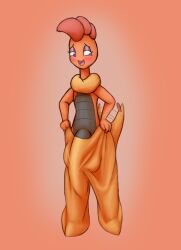 anthro big_penis blush genitals hair hi_res jovi_cap male nintendo orange_body penis pokemon purple_eyes red_hair sasha_(jovi_cap) scrafty solo tail