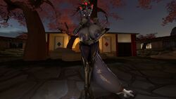 3d blizzard_entertainment breast_hold breast_lift cum ejaculation futanari gigantic_penis huge_breasts intersex lactation overwatch penis_behind_legs source_filmmaker thick_thighs veiny_penis widowmaker zccblp