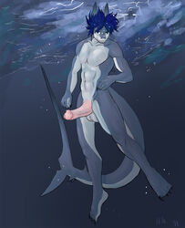 1boy erection male male_only marine penis pin shark solo thresher underwater