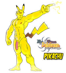 1boy anthro balls bng buff flaccid male male_only muscular muscular_male nintendo penis pikachu pokemon pokemorph presenting solo uncut