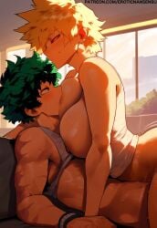 age_difference bakugou_mitsuki big_breasts bottomless breastfeeding breasts curvy erotic_nansensu izuku_midoriya milf my_hero_academia nipples older_female sex sucking sucking_nipples