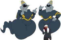 1_eye 2022 5_fingers anthro beanie belly big_belly big_breasts black_beanie black_clothing black_hat black_headwear blush breasts cellphone clothing covered_mouth dd_(dewwydarts) dd_(dewwydartz) desire_(dewwydarts) desire_(dewwydartz) dewwydarts dewwydartz duo dusknoir electronics eyeless featureless_breasts female fingers floating fur generation_4_pokemon generation_8_pokemon ghost ghost_tail grey_body grey_clothing grey_sweater grey_topwear hair hand_on_hip hat head_between_thighs headgear headwear hi_res holding_cellphone holding_object holding_phone holding_smartphone huge_hips huge_thighs larger_female looking_at_viewer male male/female markings nintendo overweight phone pokémon_(species) pokemon pokemon_(species) pokemon_only raboot red_eyes simple_background size_difference slightly_chubby slightly_chubby_female smaller_male smartphone spirit sweater tagme thick_thighs topwear white_background white_body white_fur white_hair wide_hips yellow_markings