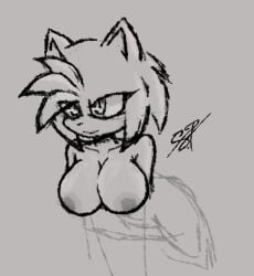 amy_rose amy_rose_(sonic_movie) breasts digital_art grey_background original_film paramount_pictures sega sonic_(series) sonic_the_hedgehog_(film) sonic_the_hedgehog_(series) sonic_the_hedgehog_3_(film) tastefulanatomy unfinished