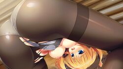 ass blonde_hair blue_eyes blush breasts censored game_cg kazamatsuri_mana manatsu_no_yoru_no_yuki_monogatari mikeou nipples panties pantyhose pussy torn_clothes underwear