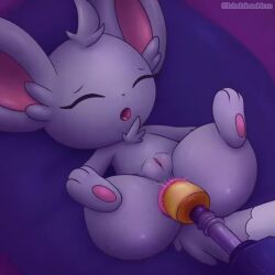 anal anal_squirt blubluumon dildo dildo_in_ass female_solo furry minccino pokemon pokemon_(species) tagme video