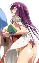 ass blush breast_hold breasts breasts_out cape censored cum faris_scherwiz female final_fantasy final_fantasy_five final_fantasy_v green_eyes headband hima huge_breasts human long_hair male open_mouth paizuri penis pubic_hair purple_hair pussy_juice straight testicles