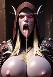 3d ahe_gao ai_generated bimbo bimbo_body bimbo_lips blonde_hair cum cum_everywhere cum_in_mouth cum_on_breasts cum_on_face elf excessive_cum huge_breasts purple_skin solo_female sylvanas_windrunner tongue tongue_out undead world_of_warcraft