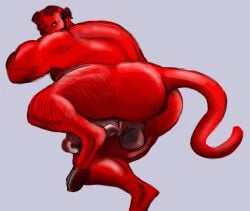 ass balls bara boner demon dukes_nukes erection facial_hair hellboy hellboy_(series) male male_only muscles muscular nude penis sideburns solo solo_male