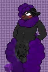 bare_chest chubby digital_drawing_(artwork) exposed_penis femboy flustered furry manygeesen musk musky_cock penis sheep wool_(fur)