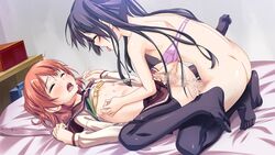 anal androgynous artist_request bed black_hair blue_hair censored crossdressing cum cum_in_ass cum_on_body cum_on_self cum_while_penetrated feet game_cg gay handjob kanbayashi_ruka male male_only multiple_boys no_shoes onodera_yuu oto_love_josou_bishounen_gentei! otoko_no_ko_club penis pillow pink_hair school_uniform skirt source_request thighhighs tied_hair trap trap_on_trap twintails yaoi