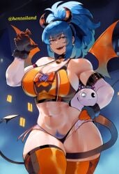 1girls athletic athletic_female bat_wings big_breasts blue_hair busty clothed collar costume earrings female gloves halloween halloween_costume hentailand horns huge_ass huge_breasts king_of_fighters latex leather leather_clothing legwear leona_heidern light-skinned_female light_skin long_hair open_mouth pale-skinned_female pale_skin panties ponytail pumpkin shiny_clothes smiley_face tail thick thick_thighs thighs thong tied_hair tight tight_clothes tight_clothing voluptuous voluptuous_female wide_hips wings