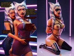 ahsoka_tano ai_generated blindfold blindfolded bondage clone_wars comic comic_page comic_panel comic_strip corrupted corruption fanfiction jedi jedi_padawan latex_clothing latex_stockings latex_thighhighs seduction seductive sith slave star_wars