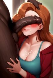 ai_generated cant_see_the_haters cum_drip cum_on_breasts cum_on_face dark-skinned_male ginger ginger_hair katrielle_layton layton's_mystery_journey light-skinned_female professor_layton