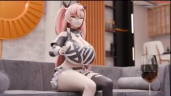 3d 3d_animation big_breasts big_breasts breasts breasts clothed clothed_female female female female_focus female_only giant_female giant_woman giantess giantess_growth growth honolulusize less_than_30_seconds light-skinned_female nicole_demara pink_hair pink_hair_female sitting solo solo_female solo_focus tagme thick_thighs video