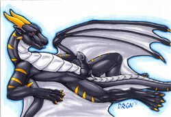 1boy anus dragon erection looking_at_viewer male male_only penis plain_background solo tail wings xerxes