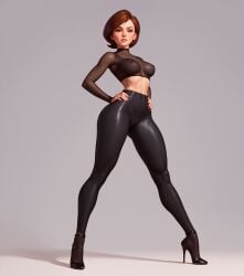 ai_generated boosty_slyndor boosty_username female female_focus female_only helen_parr milf orange_hair patreon patreon_slyndor patreon_username pixar sexy_outfit simple_background slyndor the_incredibles the_incredibles_2