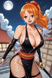 ai_generated ai_withyou big_breasts center_opening cleavage female female_only nami_(one_piece) one_piece