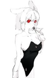 ahoge arcueid_brunestud big_breasts breasts bunny_ears bunny_tail bunnysuit cleavage doodle hips huge_boobs huge_breasts large_boobs large_breasts lollipop looking_at_viewer melty_blood numuhe_ posing red_eyes short_hair sketch thick_thighs thighs tsukihime type-moon vampire vampire_girl wide_hips