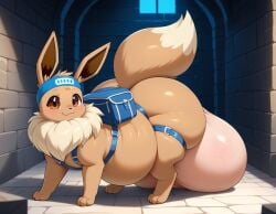 ai_generated choker eevee fat feral giant_balls