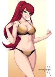 breasts female female_only green_eyes pyrrha_nikos red_hair rwby solo sonicheroxd