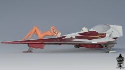 ahsoka_tano astromech_droid casual clone_wars completely_nude dark_skin dc15-a female female_only jedi jedi_padawan looking_at_viewer naked orange_body orange_skin pin-up pin_up pinup pinup_pose simple_background solo spaceship star_wars togruta twitter_username