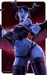 1girls 2d 2d_(artwork) blue_body blue_skin bob_cut choker cortana demon demon_girl demon_horns digital_drawing_(artwork) digital_media_(artwork) fangs halo_(series) high_resolution highres jafet_meza latex red_eyes septum_piercing solo solo_female succubus thick_thighs thighhighs video_game video_game_character wings