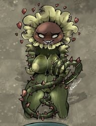 1girls anthro anthrofied ass breast_squeeze breasts breasts danigrex2n drooling female flora_fauna plant plant_girl plant_humanoid plantie plants_vs._zombies plants_vs_zombies popcap_games pussy saliva sharp_teeth sunflower_(pvz) tentacle thorns wild zombie