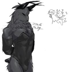 1boy diantha_tha_dog felid felid_humanoid feline feline_humanoid grey_fur lynx male male_focus male_only muscular muscular_male rabbit_fursuit solo solo_male spawncode_(wildcraft_creepypasta) wildcraft