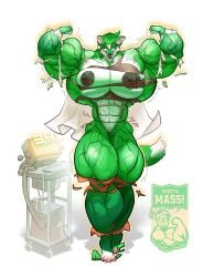 1girls 2d 2d_(artwork) 2d_artwork abs absurd_res biceps big big_ass big_biceps big_breasts big_butt big_muscles breasts digital_art digital_media digital_media_(artwork) female flexing flexing_biceps fox_ears fox_girl furry green_fur hyper_muscles muscle_growth muscles muscular muscular_arms muscular_female muscular_legs muscular_thighs thighs tight_clothing veins veiny_muscles weightlifting weights what_a_mass! working_out workout