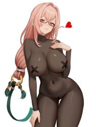 1girls areola ass big_ass big_breasts big_thighs blush bodysuit breasts female female_focus female_only heart huge_breasts long_hair looking_at_viewer nipples pink_eyes pink_hair pussy tagme tape taped_nipples thick_hips thick_thighs thighs tsukishiro_yanagi yan_kodiac zenless_zone_zero