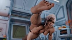 3d african african_female ass barefoot breasts cyborg dark-skinned_female dubzzzy exercise feet female gilf grey_hair lacoux3d overwatch overwatch_2 sojourn_(overwatch) soles tagme video yoga yoga_pose