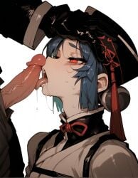 1femboy ai_generated blowjob blue_hair chinese_clothes cock crossdressing crossdressing_male curvy dick drool drooling femboy girly high_resolution highres jiangshi jiangshi_costume ladyboy licking licking_penis male_focus original original_character penis penis_awe penis_on_face red_eyes saliva saliva_drip saliva_on_penis saliva_string saliva_trail seductive sissy tagme tomgirl trap white_background winizzza