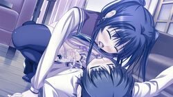 2boys anal androgynous artist_request black_hair blue_hair character_request crossdressing cum gay male male_only multiple_boys open_mouth oto_love_josou_bishounen_gentei! otoko_no_ko_club penis school_uniform source_request thighhighs trap yaoi