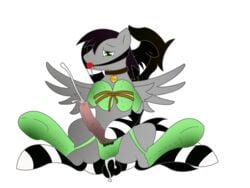 anal ass ball_gag black_and_white bondage cum equine frostbitten furry furry_only gag gay green grey horse lingerie male monochrome my_little_pony no_humans original_character pegasus penis pick pony rainbowspring smooth_skin socks wings