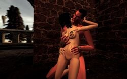 1boy 1girls 3d black_hair breast_grab breasts completely_nude crossover duo female french_kiss garry's_mod hand_on_breast hand_on_hip human human_male making_out male nipples sandra scout_(team_fortress_2) sex straight tattoo tattoo_on_breast team_fortress_2 vampire