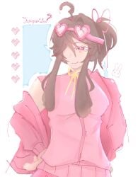 1girls brown_hair clothed clothing female glasses_on_head jumperwho lifesteal_smp mcyt minecraft minecraft_youtubers moeishere19 pink_clothing pink_eyes self_upload streamer twitch twitch.tv twitch_streamer twitter twitter_username youtube youtuber youtubers